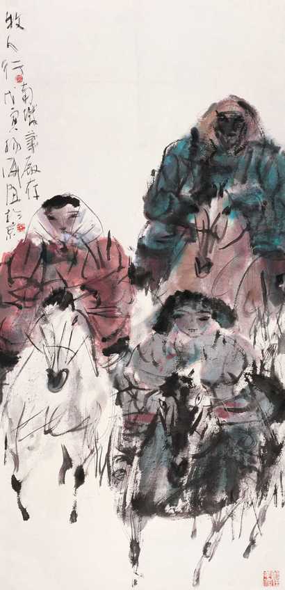 杨刚 牧人行 立轴